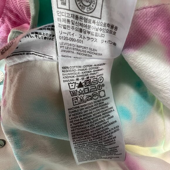 Levi's Pride Use Your Voice Jean Jacket Extra Small White Colorful Tye Dye Denim - Picture 8 of 16
